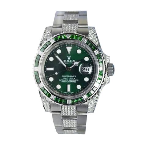 green iced out rolex replica
